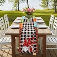 thumbnail image 4 of Table Runners 72 Inches Long Dress Scarves, Valentine's Day Farmhouse Kitchen Table Runner, Coffee Tablerunners, Retro Gnomes Love Rose Wooden Plaid 18x72 Inch, 4 of 9