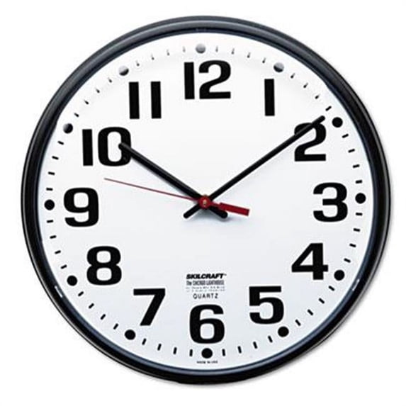 AbilityOne 3897944 6645013897944 12.75 in. 12 Hour Slimline Quartz Wall Clock - White Face & Black