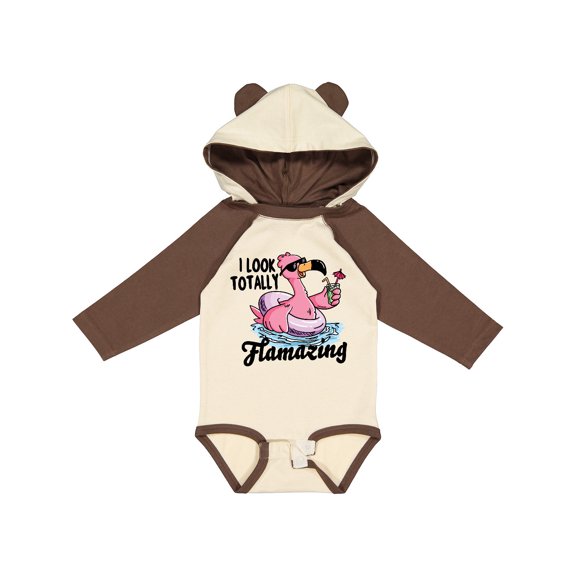 Inktastic I Look Totally Flamazing with Flamingo in Sunglasses Boys or Girls Long Sleeve Baby Bodysuit