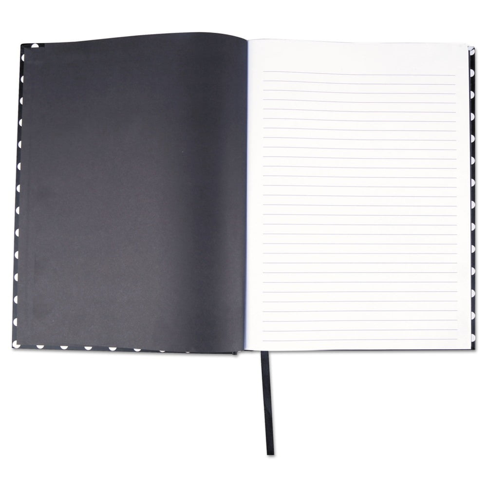 Universal Casebound Hardcover Notebook, Wide/legal Rule, Black/white Dots, 10.25 X 7.68, 150 Sheets