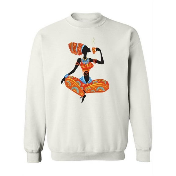 Woman With A Drink Paint Sweatshirt Women -Image by Shutterstock, Female x-Large