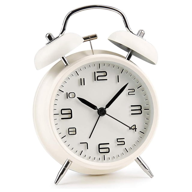 Reloj despertador de doble campana con luz nocturna, esfera grande de 4 pulgadas, reloj despertador de cuarzo analógico con alarma fuerte, sin tictac, silencioso WD.WDQZL Hogar