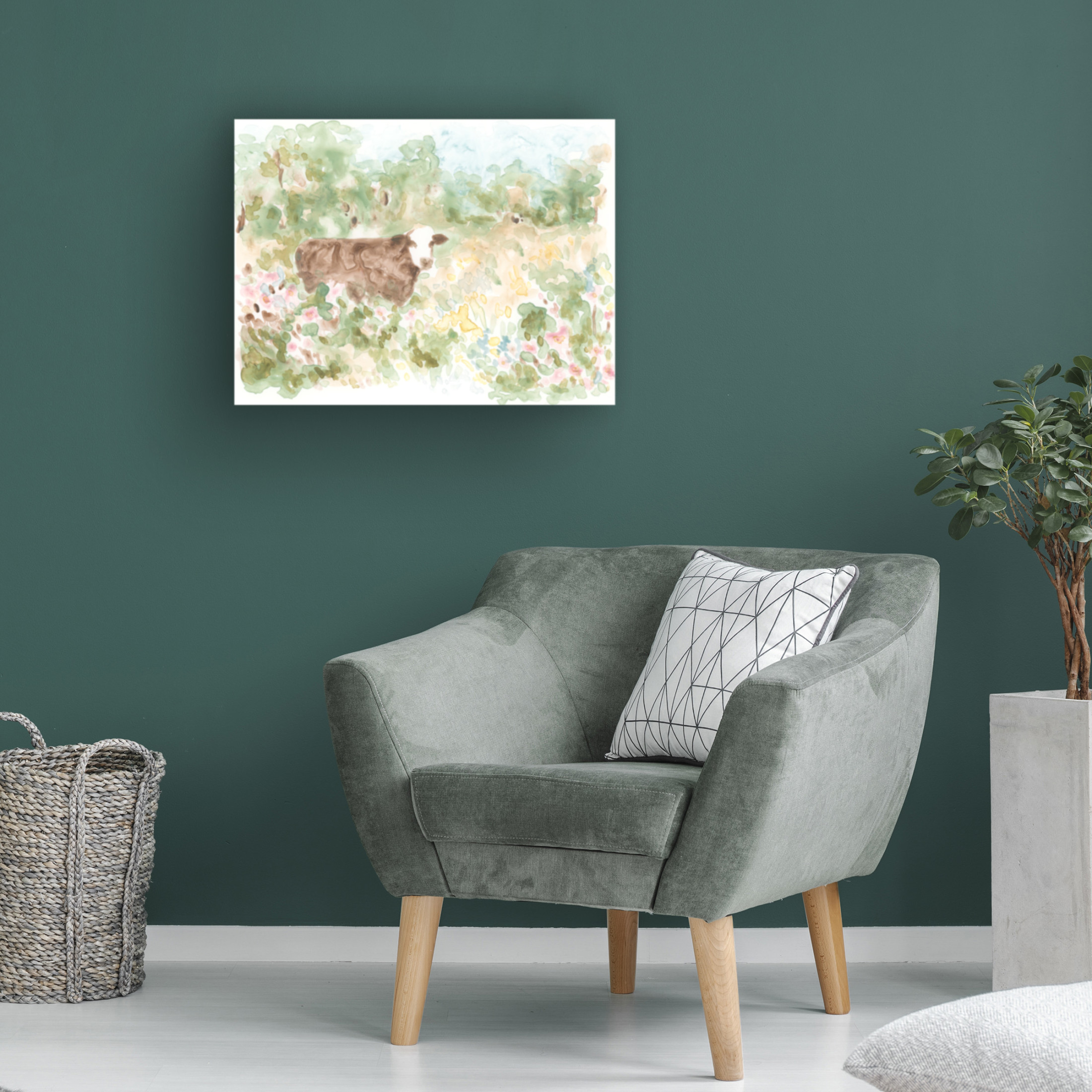 Trademark Fine Art June Erica Vess  Cow Meadow I Canvas Wall Art