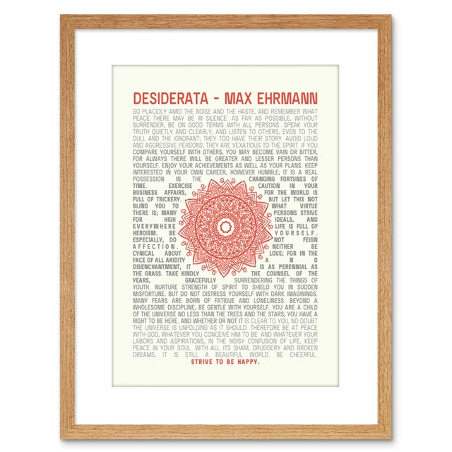 QUOTE DESIDERATA MANDALA EHRMANN TYPOGRAPHY FRAMED ART PRINT F97X13483