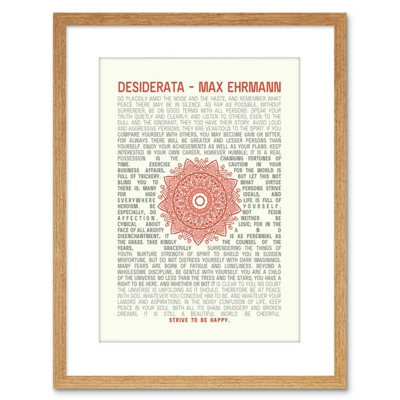 QUOTE DESIDERATA MANDALA EHRMANN TYPOGRAPHY FRAMED ART PRINT F97X13483