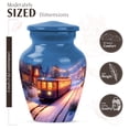 thumbnail image 2 of JAGASY Train Funeral Urn for Ashes Adult Male, Blue Small Urns for Human Ashes Keepsake, Snowy Street Decorative Urns for Mother, Night Street Light Cremation Urn for Father, (3 Inch), 2 of 7