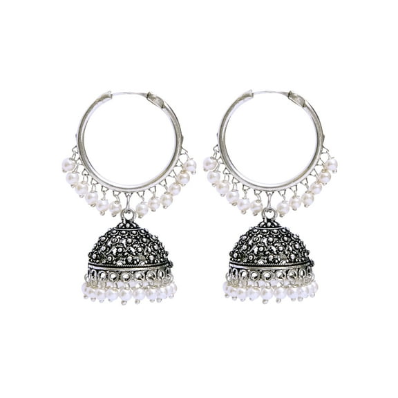 Crunchy Fashion Dangle Earrings with Tassel Faux Kundan Pearl Embellishment Indian Fashion Ethnic Wedding Party Bollywood Jewelry Set for Women