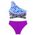 thumbnail image 4 of YONGHS Kids Girls 2PCS Bikini Sets Swimsuit One Shoulder Floral Crop Top with Bottoms Swimwear Purple Fish Scales 14, 4 of 6