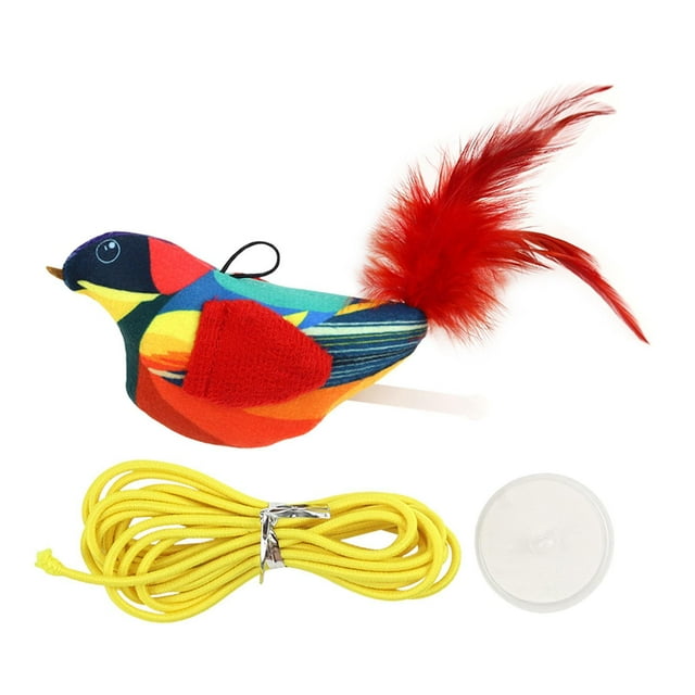 Tachiuwa Hanging Door Cat Toy Cat Activity Toy Interactive Feather Toy for Training red