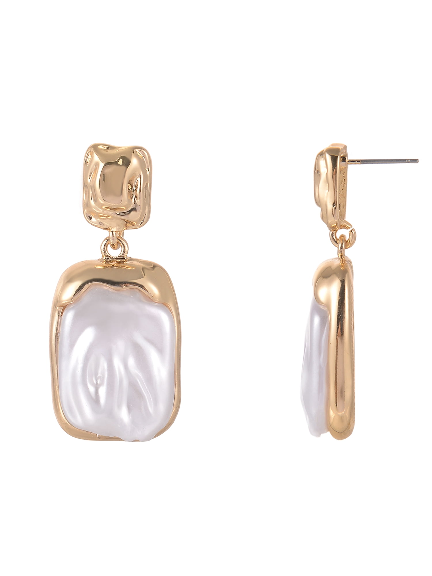 Time and Tru Goldtone Acrylic Inset Square Drop Earring