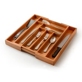 Forhauz Bamboo Silverware Utensil Drawer Organizer Adjustable With