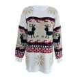 thumbnail image 5 of Liacowi Women Juniors Christmas Knitted Dress Long Sleeve Reindeer Snowflakes Print Sweater Pullover for Christmas Party, 5 of 9