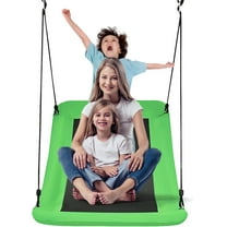 WYDK 700 lbs Giant 60'' Platform Tree Swing for Kids and Adult, Indoor/Outdoor Large Swing with Oxford Fabric, Adjustable Hanging Ropes, Suitable for Park, Playground, Backyard (Green)