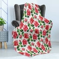 thumbnail image 4 of Rose Soft Flannel Fleece Blanket, Fresh Seasonal Watercolor Endless Roses and Leafs Buds Planet Earth Theme Print, Cozy Plush for Indoor and Outdoor Use, 50" x 70", Red Green White, by Ambesonne, 4 of 5
