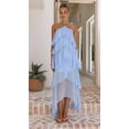 thumbnail image 2 of Vestido de Color Sólido Elegante de Gasa en Capas con Volantes, Moda Casual de las Mujeres 3/4 Manga Cuello Redondo para el Hogar Y el Uso Diario, 2 of 8