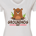 thumbnail image 4 of Inktastic Groundhog Day with Cute Groundhog Illustration Women's V-Neck T-Shirt, 4 of 5