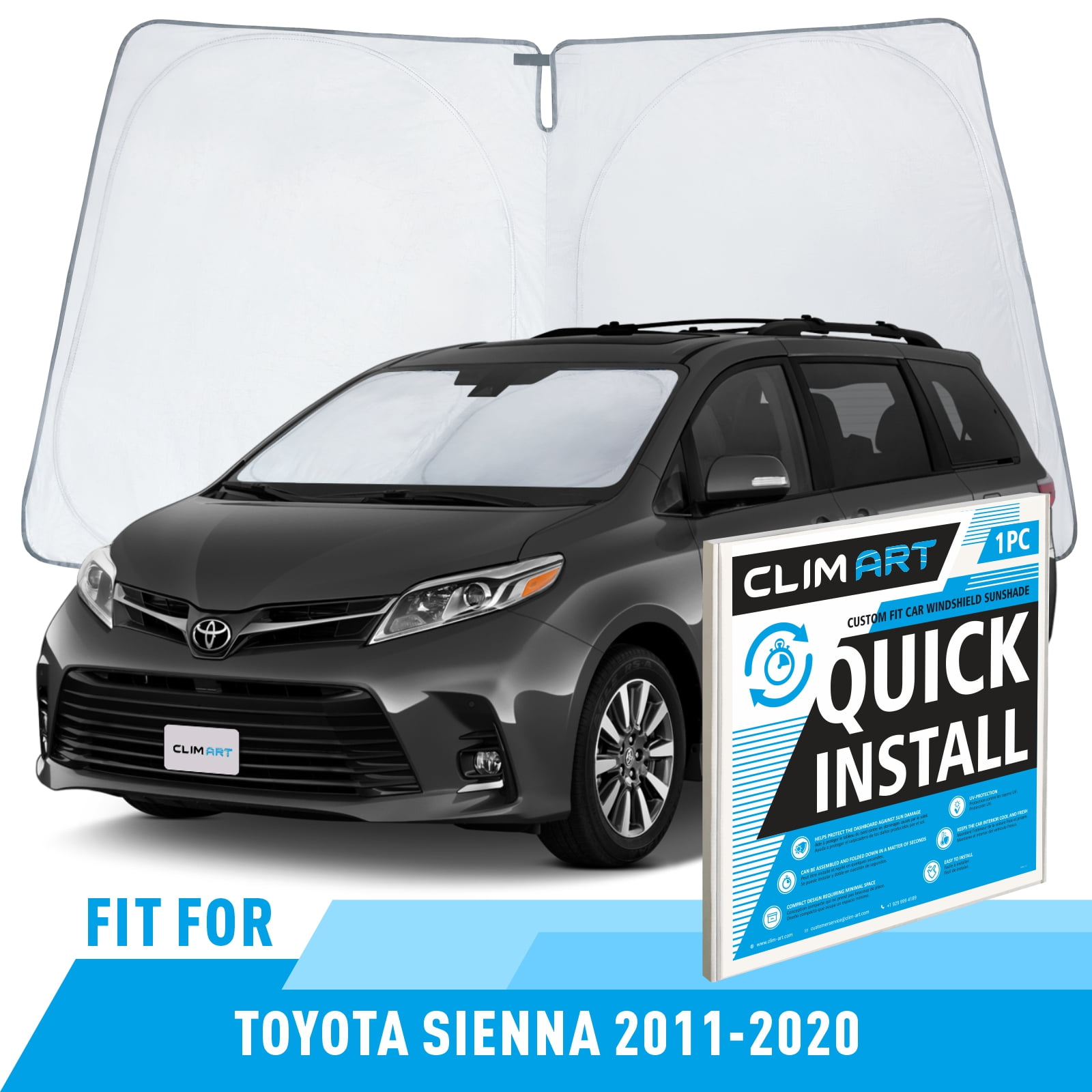 CLIM ART Windshield Sun Shade for Toyota Sienna 20112020 CustomFit
