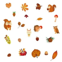NSESSHome Fall Wall Decals Thanksgiving Wall Stickers Autumn Leaves Decoration Squirrel Decals Maple Leaves Wall Decor for Home Window Living Room Bedroom