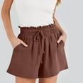 thumbnail image 4 of Bwdbhd Women 2024 Trendy Shorts Casual Summer Beach Shorts with Pockets Comfy Lounge Shorts Brown,L, 4 of 4