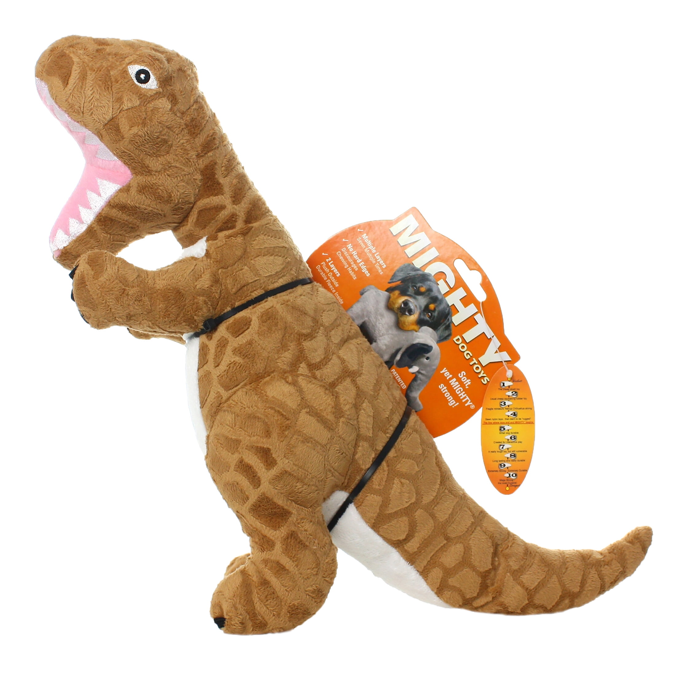 Mighty Dinosaur TRex Durable Squeaky Plush Dog Toy