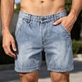 thumbnail image 2 of Men's Jorts Baggy Jean Shorts Mid Waist Vintage Washed Summer Denim Shorts 5 inch Blue, 2 of 6