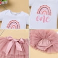 thumbnail image 6 of Boho Rainbow 1st Birthday Outfit for Baby Girl One Year Old Party Cake Smash Photo Shooting Cotton Short Sleeve Romper Princess Tutu Tulle Skirt Flower Headband 3pcs Set, 6 of 7