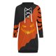 thumbnail image 4 of Moda mujer otoño estampado casual cuello redondo manga larga vendaje vestido con cordón Pompotops hdfakjf7166, 4 of 5