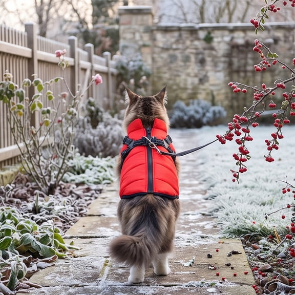 2-in-1 Padded Dog Harness Vest, Warm Winter Pet Jacket with Adjustable Straps for Small Medium Dogs and Cats, Lightweight Zipper Puppy Coat, Cozy Cold Weather Outdoor Apparel