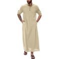 thumbnail image 1 of Mens Middle Arabic Style Simple Long Mens Button Muslim Robe Long Sleeve Robe Side Slit Robe Button Pocket Robe Men Shirts, 1 of 4
