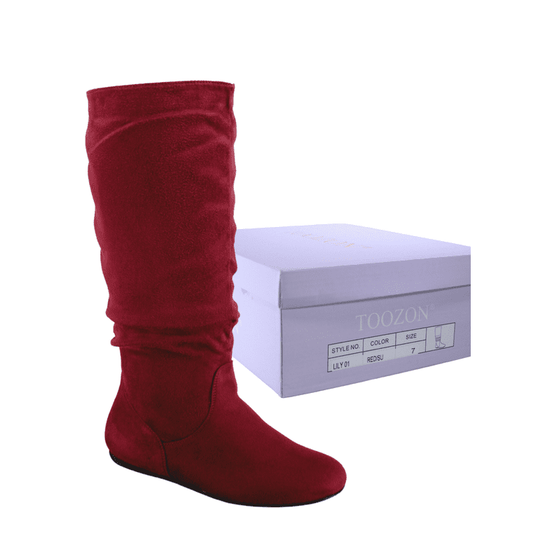 Burgundy knee high boots cheap wide calf