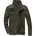 thumbnail image 1 of Chaqueta polar de invierno para hombre, cálida, de algodón grueso y militar, con cuello alto y carga, 1 of 5