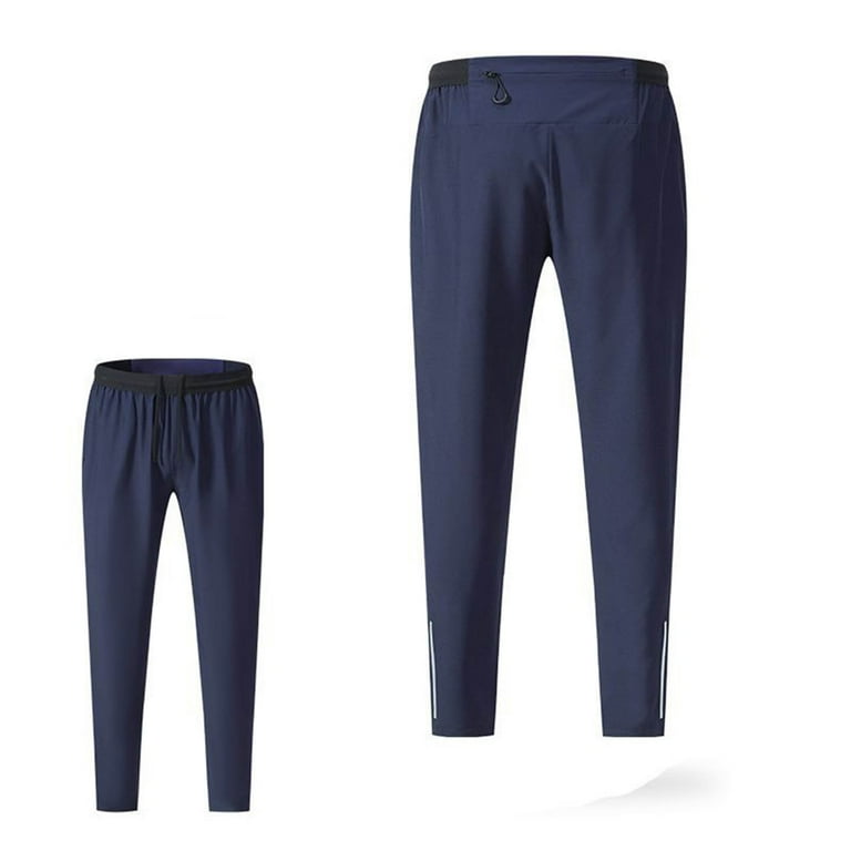 Men's Elastic Waist Open Bottom Sweatpants Side Zipper Slit Ankle