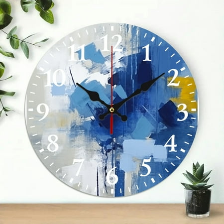 PRATYUS Abstract Brush Strokes Wall Clock 10 Inch Silent Decor 10x10in