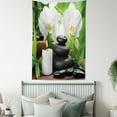 thumbnail image 3 of Spa Decor Tapestry, Zen Hot Massage Stones with Orchid Candles and Magnificent Nature , Wall Hanging for Bedroom Living Room Dorm Decor, 40W X 60L Inches, Black White and Green, by Ambesonne, 3 of 5