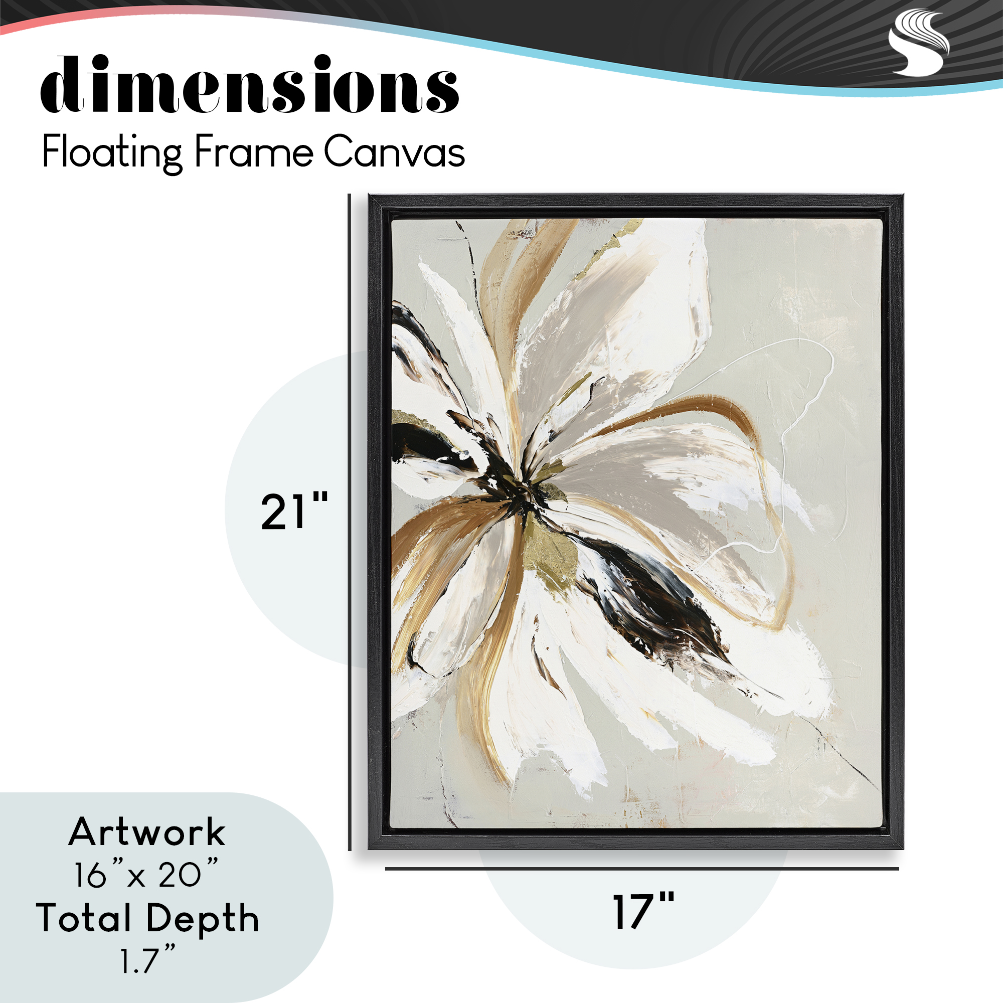 Expressive Cornelia Flower Black Framed Floater Canvas Wall Art, design by Design Fabrikken