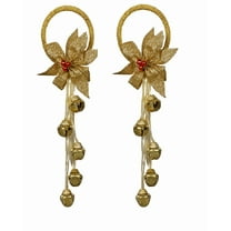 Jingle Bells Christmas Holiday Door Knob Hanger Decoration - Set of 2 (Gold)