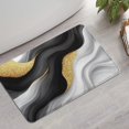 thumbnail image 2 of Black White Marble Gold Wave Pattern Bathroom Rugs Mat,Non Slip Microfiber Bathroom Rug,Rubber Backing,Soft Bathroom Mats for Bathroom Floor,Tub and Shower,17x27in(43x68cm), 2 of 5