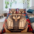 thumbnail image 2 of Pharaoh Duvet Cover Queen Ancient Egypt Tribe Comforter Cover Set for Boys Egyptian Pyramids Exotic Style Polyester Bedding Set, 2 of 7
