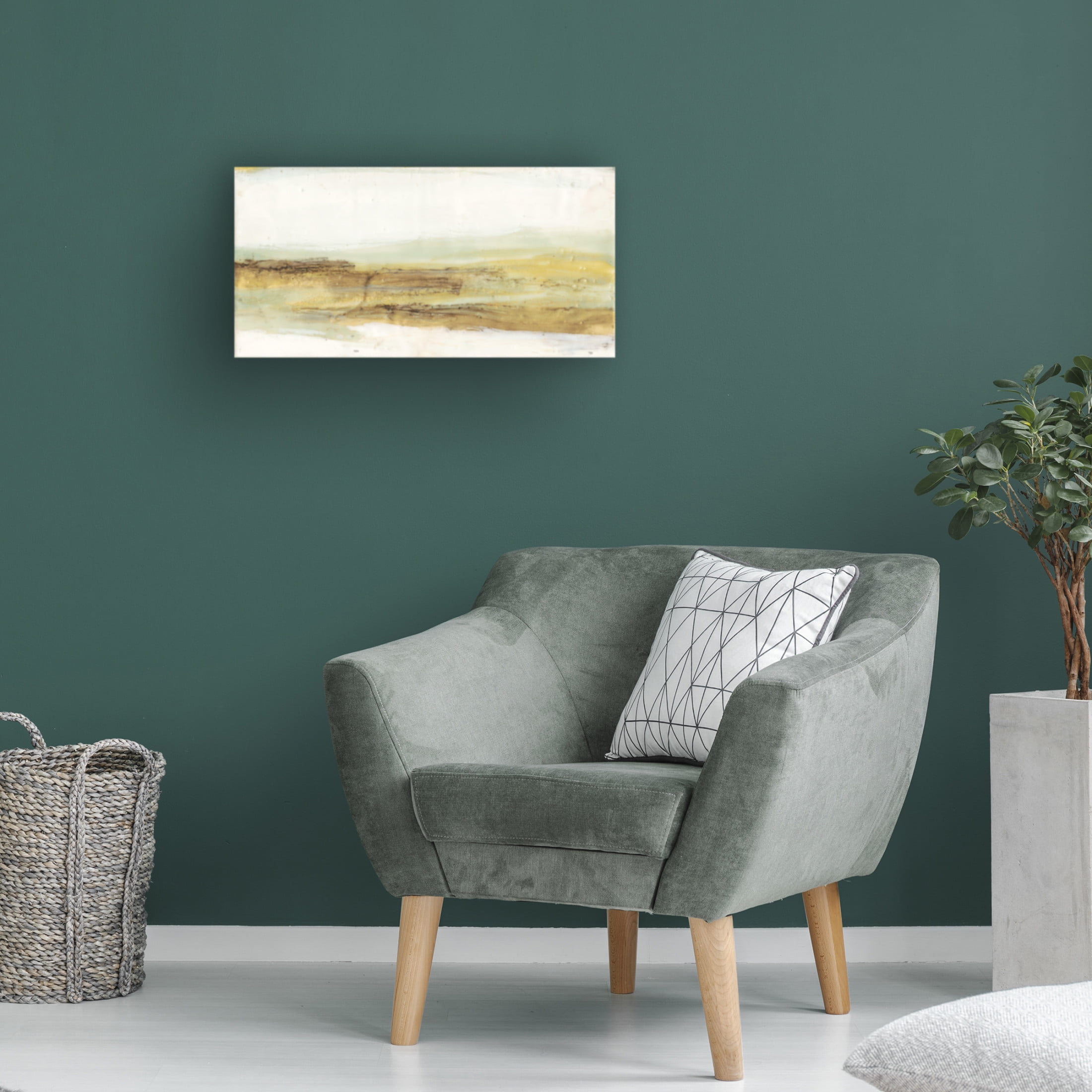 Canvas Wall Art - Jennifer Goldberger 'Mint & Ochre Horizon II' Wall Art for Living Room, Bedroom, or Office Décor by Trademark Fine Art - 24 x 12 Inches