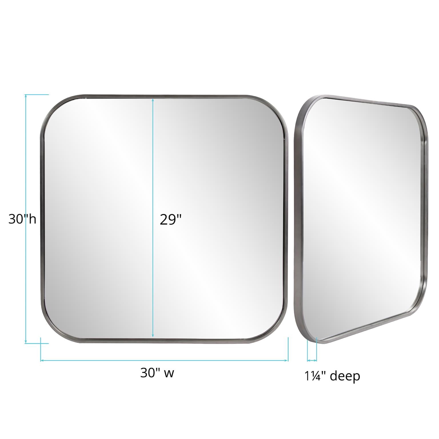 Tyler Dillon Brushed Silver Square Stainless Steel Framed Wall Mirror - 30" H x 30" W x 1 1/4" D