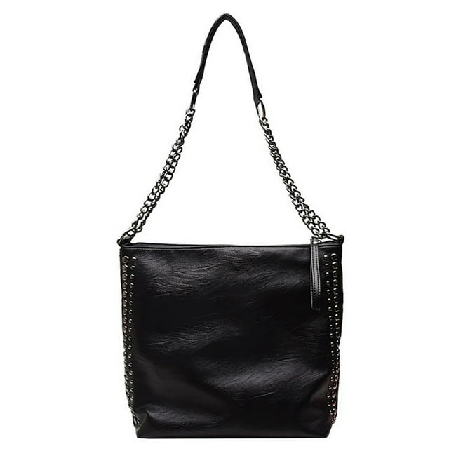 Womens Shoulder Bag Fashion Rivet Decor Crossbody Messenger Bag Bucket Bag