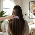 thumbnail image 4 of Unique Bargains 1 Pc Semicircle Retro Checkerboard Hair Comb Purple White Acetate Sheet, 4 of 5
