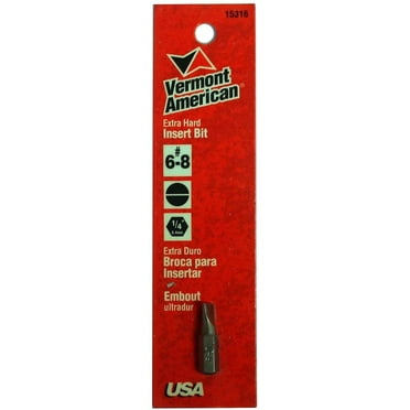Vermont American 15316 - Extra-Hard 1/4" Shank #6-8 Slotted 1" Insert Bit