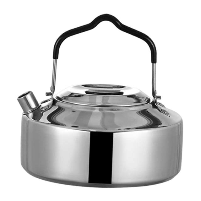 Hervidor de agua para acampar al aire libre, portátil, ligero, multiusos, para té y café 1L Plata Brillante