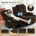 thumbnail image 2 of Loberfve Recliner Loveseat, Massage Loveseat Recliner Sofa, Manual Recliners with Console, USB, Type C Port, Storage, Cup Holders, Fluffy Fabric Brown, 2 of 6