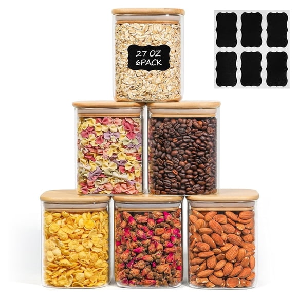 Juego de frascos de almacenamiento de alimentos de vidrio ComSaf de 0.8 Qt con cierre hermético, set de 6