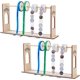 thumbnail image 1 of Paquete de 2 soportes para rollos de etiquetas adhesivas, dispensador de etiquetas de madera ajustable, organizador de etiquetas, soporte de escritorio para cinta adhesiva., 1 of 6