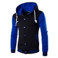 thumbnail image 1 of CVLIFE Men Leisure Cardigan Color Block Button Down Jacket Autumn Pullover Blue 2XL, 1 of 3