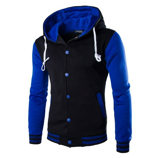LUXUR Chandail à Manches Longues pour Hommes Loisirs Automne Chandails à Capuchon Bleu 3TG