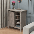 thumbnail image 2 of Landia Home 33.7"H x 26"W x 13”D Sliding Barn Door Accent Cabinet, 4 Tiers of Storage, Grey, CVA6005U, 2 of 11